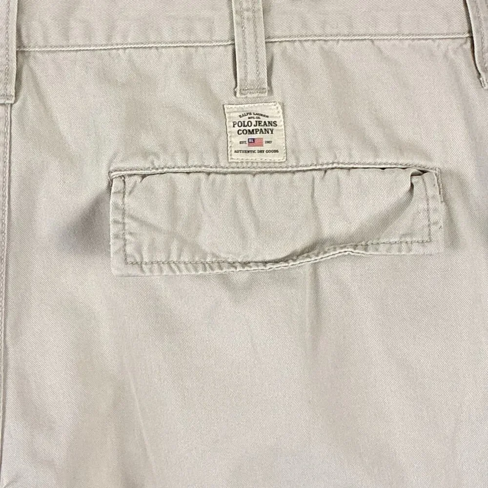 VTG Polo Jeans Co Ralph Lauren Cargo Shorts Men 36 (38) Khaki Skate Baggy Y2K